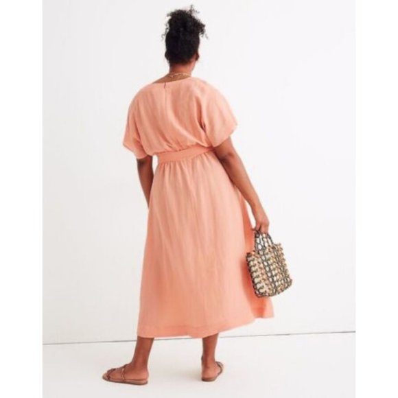 Madewell linen blend tie waist midi dress - Picture 2 of 3